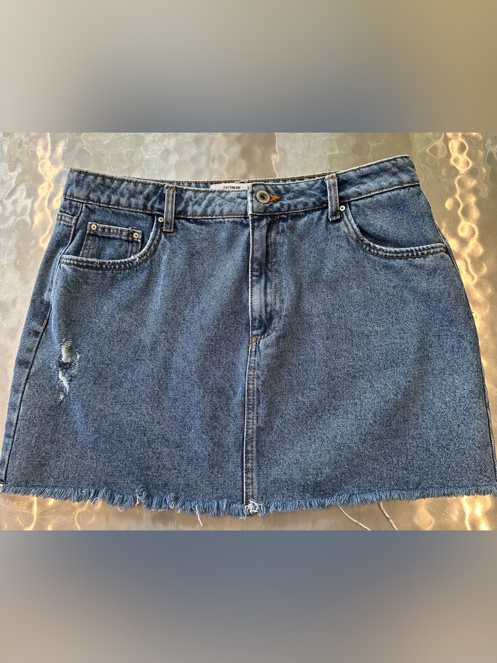NWOT Denim A-Line Mini Skirt in Blue